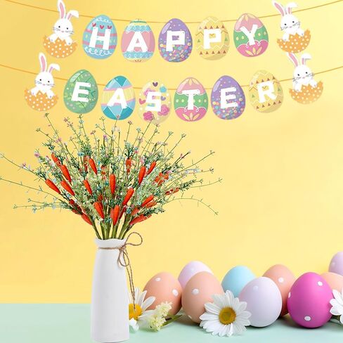 زينة عيد الفصح 12 جهاز كمبيوتر شخصى ينبع عيد الفصح الاصطناعي مع الجزر والتوت الملون عيد الفصح يختار سيقان التوت لغرفة المعيشة المركزية ديكور المنزل زهرية واحتفالات عيد الفصح in Kuwait