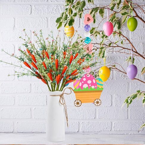 زينة عيد الفصح 12 جهاز كمبيوتر شخصى ينبع عيد الفصح الاصطناعي مع الجزر والتوت الملون عيد الفصح يختار سيقان التوت لغرفة المعيشة المركزية ديكور المنزل زهرية واحتفالات عيد الفصح in Kuwait