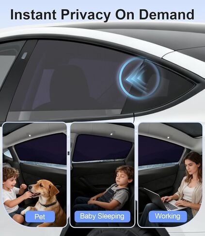 مظلة النافذة الجانبية Tesla Model Y 2020-2024 للخصوصية | حماية من الأشعة فوق البنفسجية والحرارة، تركيب سهل للالتصاق الثابت | أغطية شبه شفافة للقيادة أثناء النهار | ليس لعام 2025 2026 جونيبر in Kuwait
