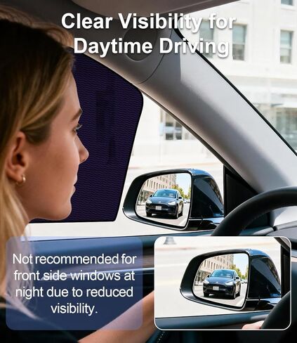 مظلة النافذة الجانبية Tesla Model Y 2020-2024 للخصوصية | حماية من الأشعة فوق البنفسجية والحرارة، تركيب سهل للالتصاق الثابت | أغطية شبه شفافة للقيادة أثناء النهار | ليس لعام 2025 2026 جونيبر in Kuwait