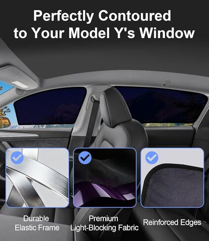 مظلة النافذة الجانبية Tesla Model Y 2020-2024 للخصوصية | حماية من الأشعة فوق البنفسجية والحرارة، تركيب سهل للالتصاق الثابت | أغطية شبه شفافة للقيادة أثناء النهار | ليس لعام 2025 2026 جونيبر in Kuwait