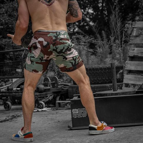 Combat Iron Men’s Performance 2.0 Training Shorts – 5.5" Inseam Athletic Fit Gym Shorts for Training, Running & Weightlifting – Lightweight Fabric with Mesh Pockets – Woodland Camo, XX-Large in Kuwait