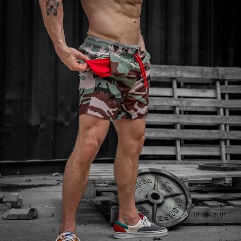 Combat Iron Men’s Performance 2.0 Training Shorts – 5.5" Inseam Athletic Fit Gym Shorts for Training, Running & Weightlifting – Lightweight Fabric with Mesh Pockets – Woodland Camo, XX-Large in Kuwait