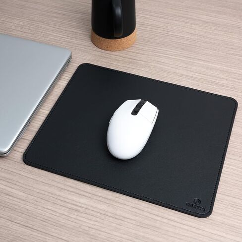 Faux Leather Mouse Pad 11 X 9 INCH – Elegant & Waterproof | Synthetic Leather, Non-Slip Rubber Base, Stitched Edges | Ideal for Laptop, Office, Travel (Black) in Kuwait