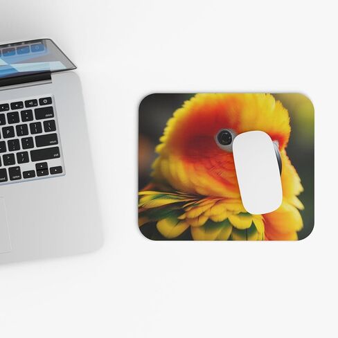 Vividly Colorful Sun Conure Mouse Pad 9x8 Inch with Rubber Base in Saudi Arabia