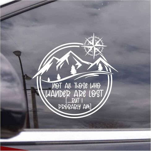 JANES Not All Those Who Wander are Lost But I Probably Am Decal, UV DTF Transfer Car Decals, Car Window Stickers, Traveling Decal for Women Men, Funny Car Stickers, Mental Health Car Decals for Trucks in Saudi Arabia