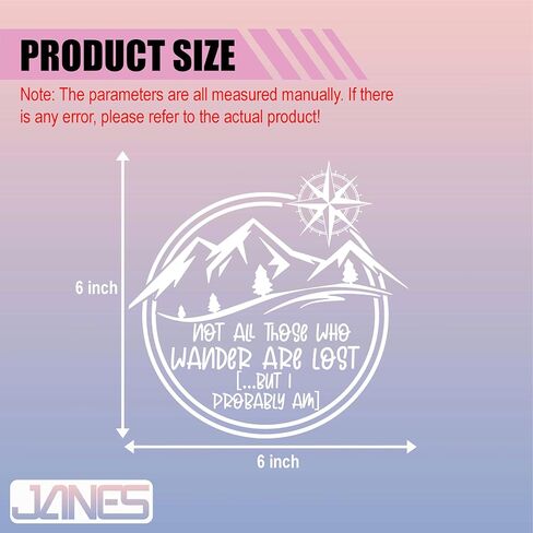 JANES Not All Those Who Wander are Lost But I Probably Am Decal, UV DTF Transfer Car Decals, Car Window Stickers, Traveling Decal for Women Men, Funny Car Stickers, Mental Health Car Decals for Trucks in Saudi Arabia