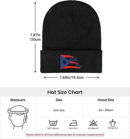 Puerto Rico Flag Embroidered Winter Beanie, Casual Stretch Knit Skull Cap in Saudi Arabia