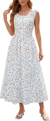 MISSMILLER Women's 2026 Summer Boho Floral Print Sleeveless Casual Tiered Sundresses Flowy Beach Long Maxi Dress in Kuwait