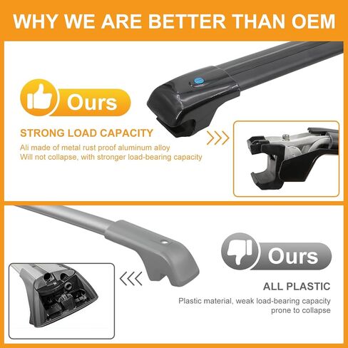 SYDSZ Roof Rack Cross Bars 300lb Compatible with Toyota RAV4 XA40 2013-2018, with Raised Side Rails, Heavy Duty Anti-Theft Aluminum Roof Rails Crossbars Rooftop Luggage Racks Carrier in Kuwait