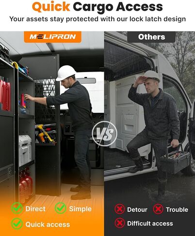 MELIPRON Van Partition Bulkhead Fit for Ford Econoline E150 E250 E350, Cargo Divider with Hinged Door & Acrylic Window, Van Interior Protection & Climate Control, Heavy Duty Steel, Black in Kuwait