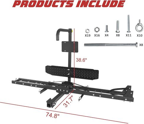 Motorcycle Hitch Carrier, 500LBS Heavy Duty Steel Dirt Bike Hauler Hitch Mount Rack with Loading Ramp, Anti-Tilt Locking Device for Truck, Car or SUV with 2" Hitch Receiver in Kuwait