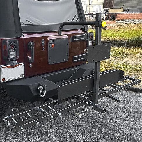 Motorcycle Hitch Carrier, 500LBS Heavy Duty Steel Dirt Bike Hauler Hitch Mount Rack with Loading Ramp, Anti-Tilt Locking Device for Truck, Car or SUV with 2" Hitch Receiver in Kuwait