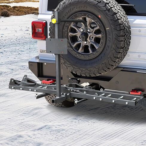 Motorcycle Hitch Carrier, 500LBS Heavy Duty Steel Dirt Bike Hauler Hitch Mount Rack with Loading Ramp, Anti-Tilt Locking Device for Truck, Car or SUV with 2" Hitch Receiver in Kuwait