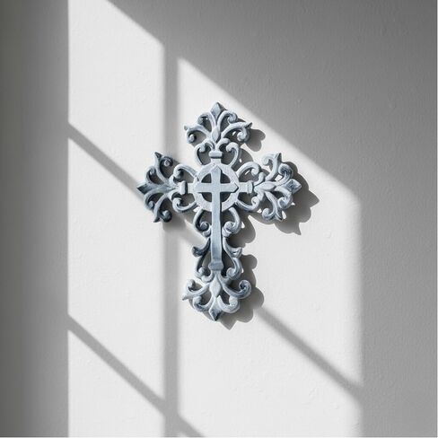 Castleore Easy Wall Hanging Home Decor Religious Christian Crosses for Wall | Best for Home, Office and As Gift | Size L 8.8 W 6.8 Inch | (Blue Antique) in Kuwait