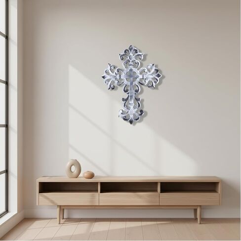 Castleore Easy Wall Hanging Home Decor Religious Christian Crosses for Wall | Best for Home, Office and As Gift | Size L 8.8 W 6.8 Inch | (Blue Antique) in Kuwait