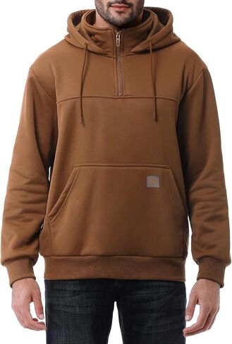 Men's Fashion Hoodies Sweatshirts Loose Fit Heavyweight Quarter-Zip Sweatshirt Fleece-Lined Pullover in Saudi Arabia