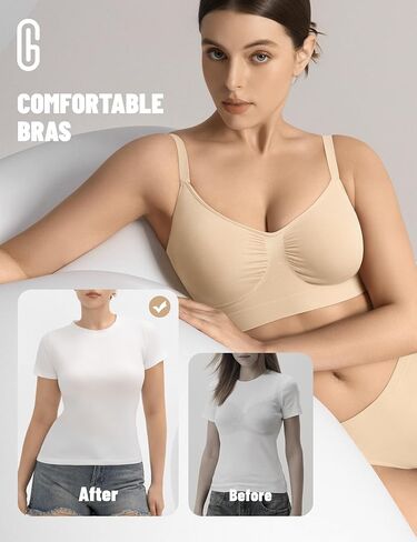 Bralettes for Women with Support Comfortable Bras No Underwire Seamless Everyday Bras Nude in Saudi Arabia