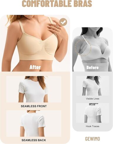 Bralettes for Women with Support Comfortable Bras No Underwire Seamless Everyday Bras Nude in Saudi Arabia