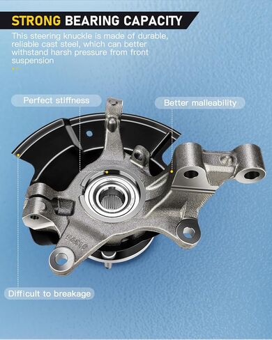 OCPTY Wheel Hub Bearing Steering Knuckle Assembly Front Driver (Left) Side 2007-2010 Fit for Ford Edge 3.5L LK055 in Saudi Arabia