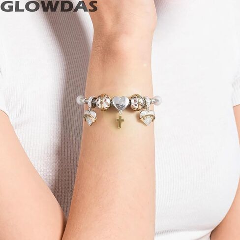 Praying Hands Charms with God All Things are Possible, 925 Sterling Silver Religious Cross Heart Pendant Faith Prayer Beads, fit Pandora Easter Bracelet/Mothers Day/Christmas in Saudi Arabia
