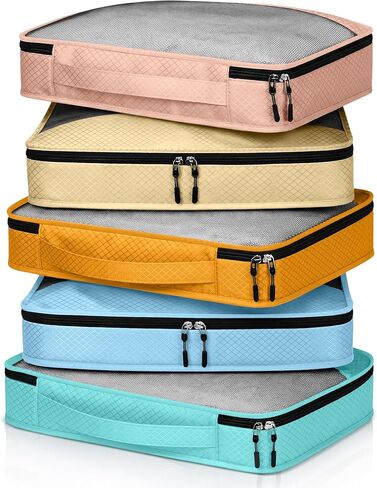 5 Pcs Packing Cubes for Suitcase Large Travel Cubes Carry on Luggage Organizer Bags for Clothes Accessories(S,Pink) in Kuwait
