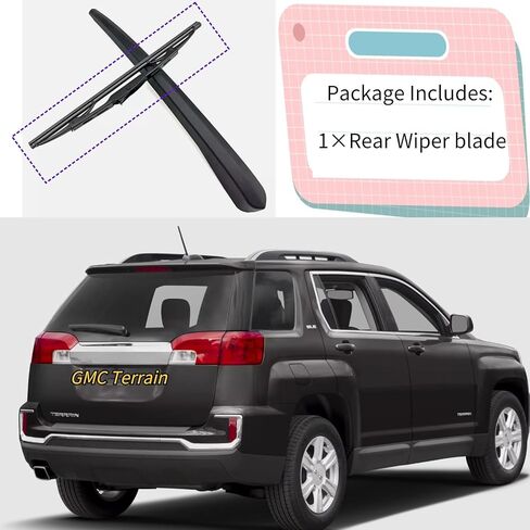 شفرة ممسحة خلفية لسيارة GMC Terrain 2010-2017 2016 2015 2014 2013 2012 2011 تناسب تمامًا طرازات Denali SL SLE SLT OEM بديلة للخلف الخلفي ممسحة الزجاج الأمامي in Kuwait