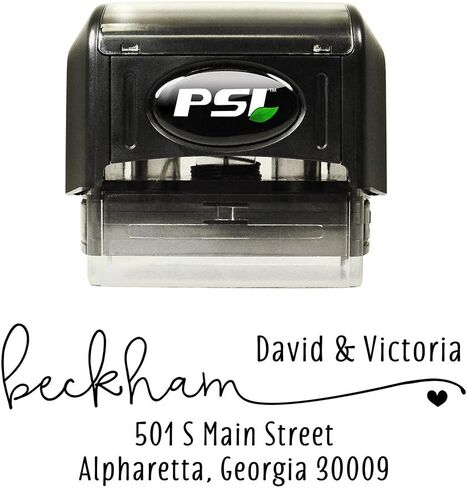 Self Inking Return Address Stamp - Custom 4 Line Personalized Address Stamp for Envelopes, Wedding Invitations, Business, Mailing Labels (Beckham Heart) in Kuwait