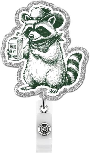 Funny Cowboy Raccoon Badge Reel Retractable, Tears of My Enemies Cute Badge Holder Name Tag ID Card Clip for RN CNA LPN Nursing Student in Kuwait