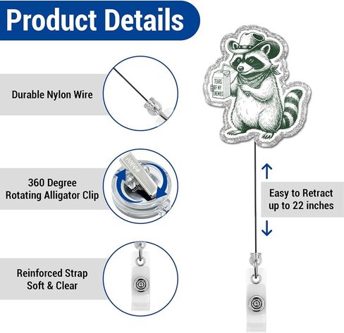 Funny Cowboy Raccoon Badge Reel Retractable, Tears of My Enemies Cute Badge Holder Name Tag ID Card Clip for RN CNA LPN Nursing Student in Kuwait