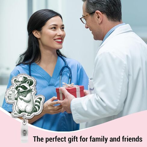 Funny Cowboy Raccoon Badge Reel Retractable, Tears of My Enemies Cute Badge Holder Name Tag ID Card Clip for RN CNA LPN Nursing Student in Kuwait