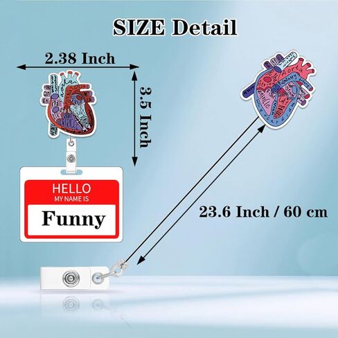 4 Pcs Cute Funny Anatomical Heart Badge Reel Retractable Nurse Accessories Cardiac Cardiology Healthcare Nursing Medical Badge Holder Badge Clip Social Worker Doctor RN CNA LPN ID Card Gifts in Saudi Arabia