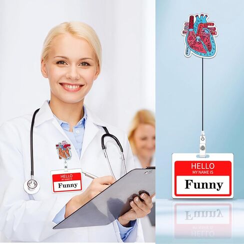 4 Pcs Cute Funny Anatomical Heart Badge Reel Retractable Nurse Accessories Cardiac Cardiology Healthcare Nursing Medical Badge Holder Badge Clip Social Worker Doctor RN CNA LPN ID Card Gifts in Saudi Arabia