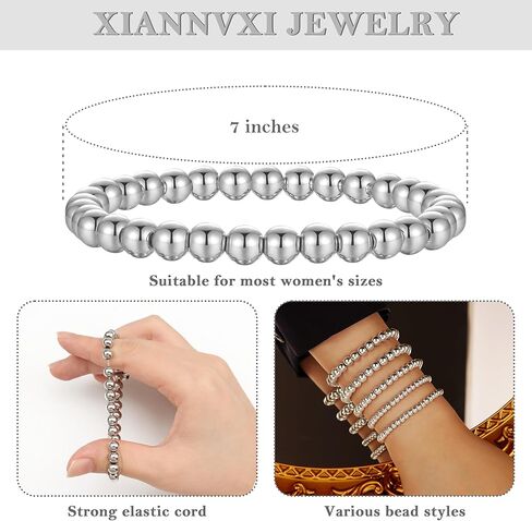 XIANNVXI البلاتين 14K مطلية بالذهب سوار مطرز للنساء تمتد مطاطا تكويم حبة الكرة سوار العصرية مجموعة النساء مجوهرات لذيذة in Kuwait