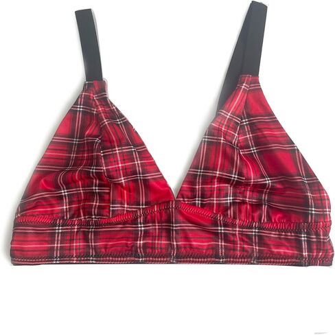 Pullover Plaid Bra for Men Crossdressers, Male Sissy Lingerie Underwear Adjustble Strappy Bra for Role-Playing in Kuwait