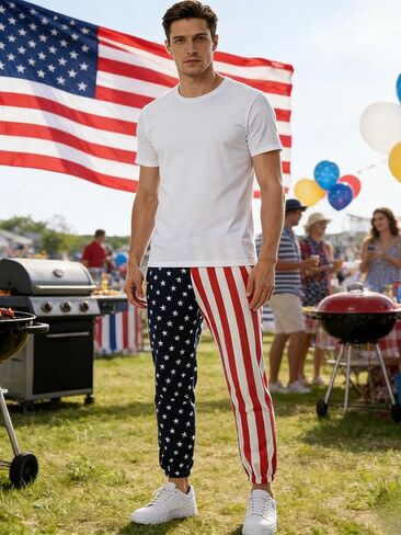 GRAJTCIN American Flag Pants Unisex USA Patriotic Joggers Pants Casual Sport Sweatpants Baggy Pants in Kuwait