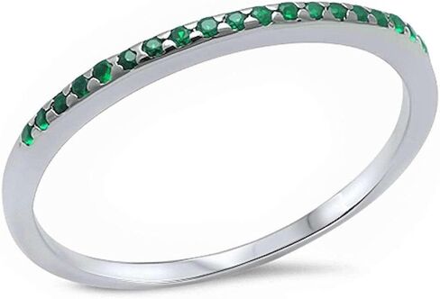 Blue Apple Co. خاتم زفاف بنصف الخلود مقاس 1.5 ملم من الفضة الإسترليني عيار 925 اختر اللون in Kuwait