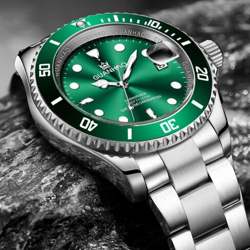 Men's Automatic Mechanical Diving Watch， 40mm Luminous Dial， 100M Waterproof， Luxury Fashion Business Casual Sport Designer Genuine Watch with Calendar， Rubber/Stainless Steel Strap… in Saudi Arabia