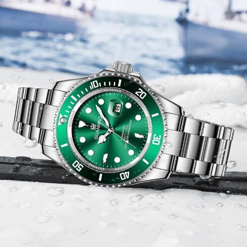 Men's Automatic Mechanical Diving Watch， 40mm Luminous Dial， 100M Waterproof， Luxury Fashion Business Casual Sport Designer Genuine Watch with Calendar， Rubber/Stainless Steel Strap… in Saudi Arabia