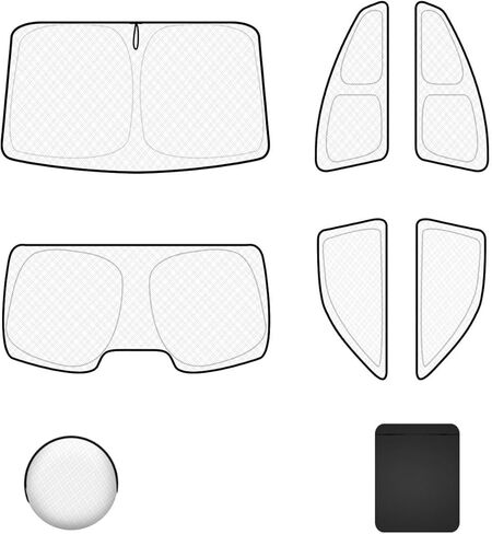 Double Layer Windshield Sunshade- Full Set Front Rear Side Window Sun Shade Cover Sun Visor Window Shade for CampingBaby Privacy Protection (for Tesla, for Model 3 (2017-2025)) in Kuwait