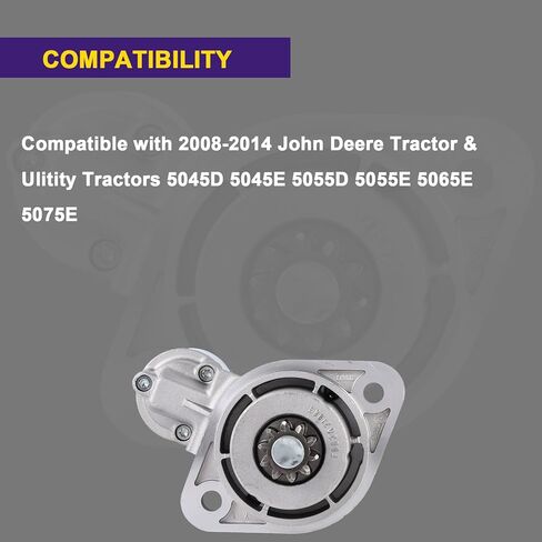 Starter Compatible with John Deere Tractor 5045D 5045E 5055E 5065E 5075E 2008 2009 2010 2011 2012 2013 2014 Replace F-002-G20-658, RE533976, 19331, BF002G20658 Ulitity Tractor 2.9L 3 Cyliners in Kuwait