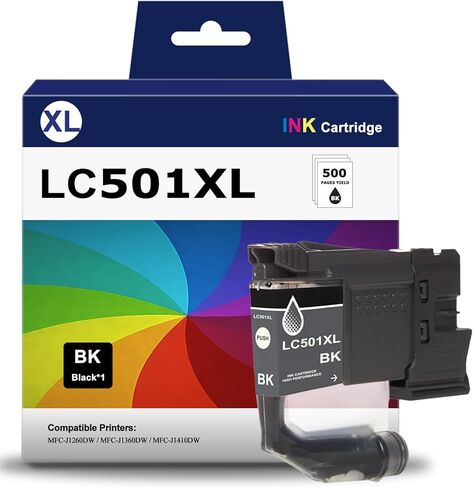 LC501XL Black Ink Cartridges Replacement for Brother LC501 ink Cartridges for Brother Black lc501 Ink Work with Brother printer ink lc501 balck Work with MFC-J1260W MFC-J1360DW MFC-J1410DW Printer in Kuwait