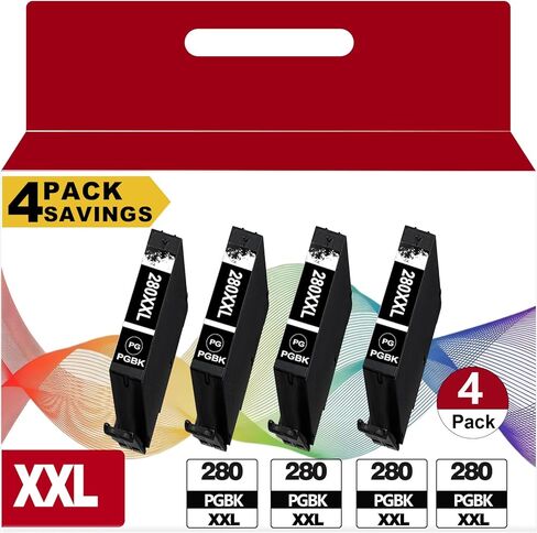 PGI-280 XXL PGBK Black Ink 4-Pack Replacement for Canon 280XXL 280XL 280XXL 281XL 281XXL, for TR7520 TR8500 TR8520 TR8620a TR8600 TR8622a TR8622 TS9521c TS9120 TS9520 and TS6220 TS6320 TS702a Printers in Kuwait