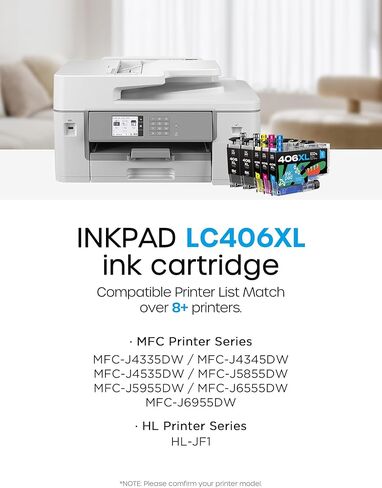 LC406XL Ink Cartridges for Brother Printer Compatible Replacement for LC406 XL LC406XL LC406 for Brother MFC-J4335DW MFC-J6555DW MFC-J5855DW MFC-J4535DW MFC-J6955DW MFC-J5955DW (5 Pack, 2BK/M/C/Y) in Kuwait
