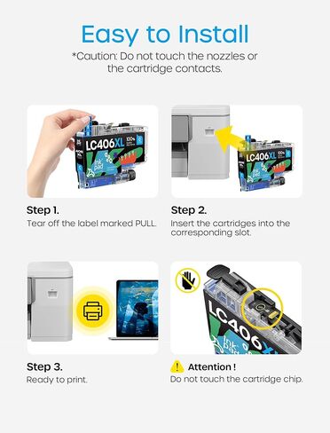 LC406XL Ink Cartridges for Brother Printer Compatible Replacement for LC406 XL LC406XL LC406 for Brother MFC-J4335DW MFC-J6555DW MFC-J5855DW MFC-J4535DW MFC-J6955DW MFC-J5955DW (5 Pack, 2BK/M/C/Y) in Kuwait