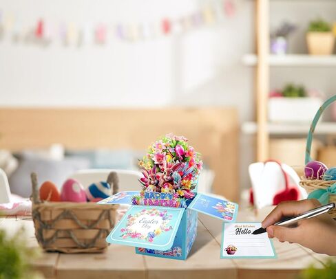 3D Easter Pop Up Cards Happy Easter Pop Up Cards for Kids Easter Eggs Bunny Flower Greeting Card with Envelopes Spring Greeting Card Easter Gifts for Kids Boy Girl Son Daughter Granddaughter in Kuwait