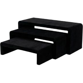 Black Velvet Display Risers Set of 3 - Non-Slip Cologne Organizer for Men, Collectibles and Purse Display, Handbag and Vanity Shelf, Watch and Jewelry Holder, Perfume Stand, Table Riser for Vendors in Kuwait