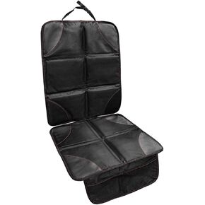 Car Seat Protection Pad, Waterproof 600D Fabric Auto Seat Cover with Thick Padding & Storage Pockets, Anti-Slip Large Protective Cover Mat for Most Vehicle Front Seats (Black) in Kuwait