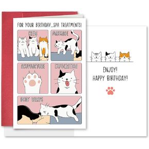 SuperShunhu فرحان القط سبا بطاقة عيد ميلاد، مضحك كيتي بطاقة معايدة عيد ميلاد مع التدليك والوخز بالإبر، هدية عيد ميلاد للنساء، زوجة، سيدة القط أفضل صديق in Kuwait