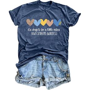 Down Syndrome Awareness Shirts Women World Down Syndrome Day T Shirt Love Heart Graphic Shirt Inspirational Tee Tops in Saudi Arabia